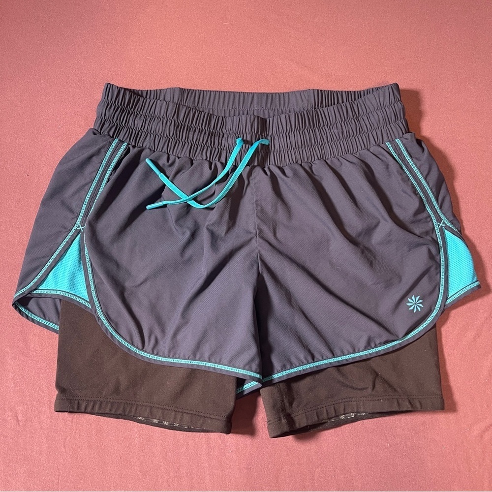 Athleta Ready Set 2 in 1 Shorts Run Elastic Waist Zip Pocket - Size XS